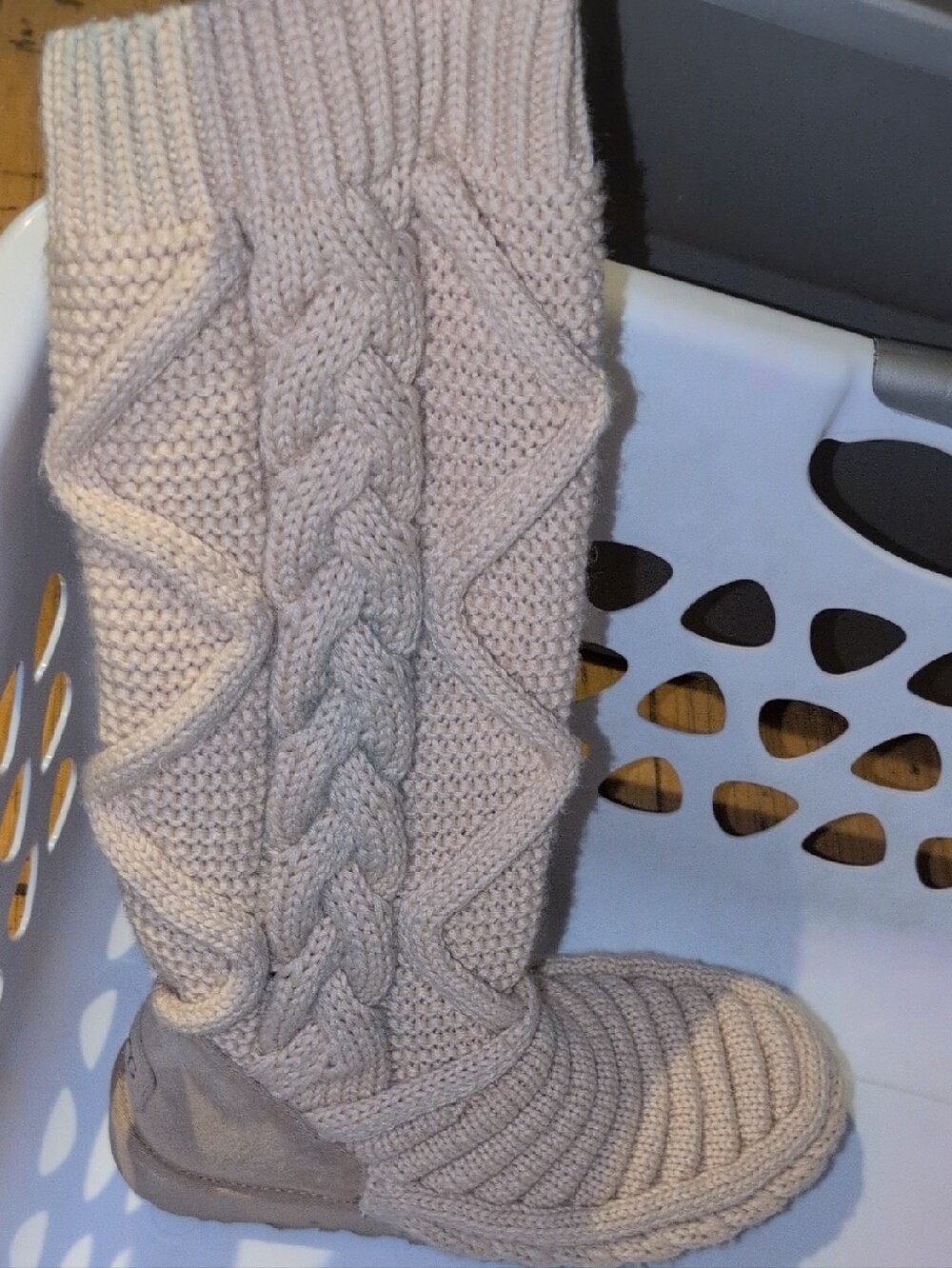 UGG Cable Knit Tall Boot in Off-white Beige